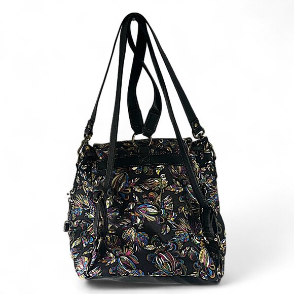 Sakroots Convertible Backpack Shoulder Crochet Stitching Charms Canvas Purse - Picture 2 of 16